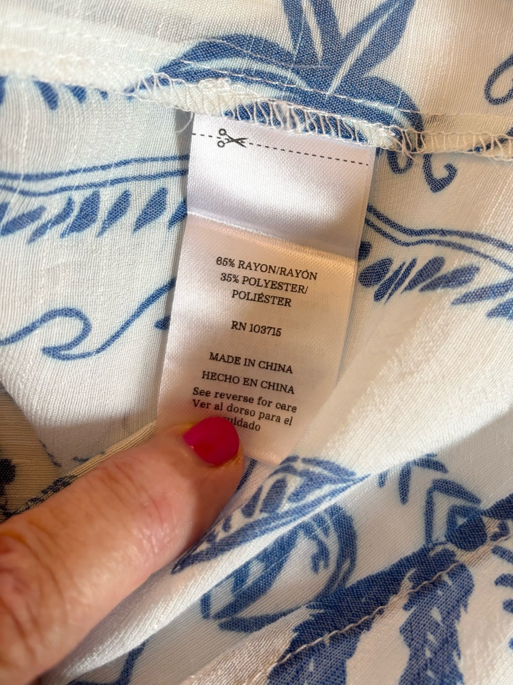 Zac & Rachel White linen blend Shirt with Blue Tropical Print XL - Picture 8 of 8
